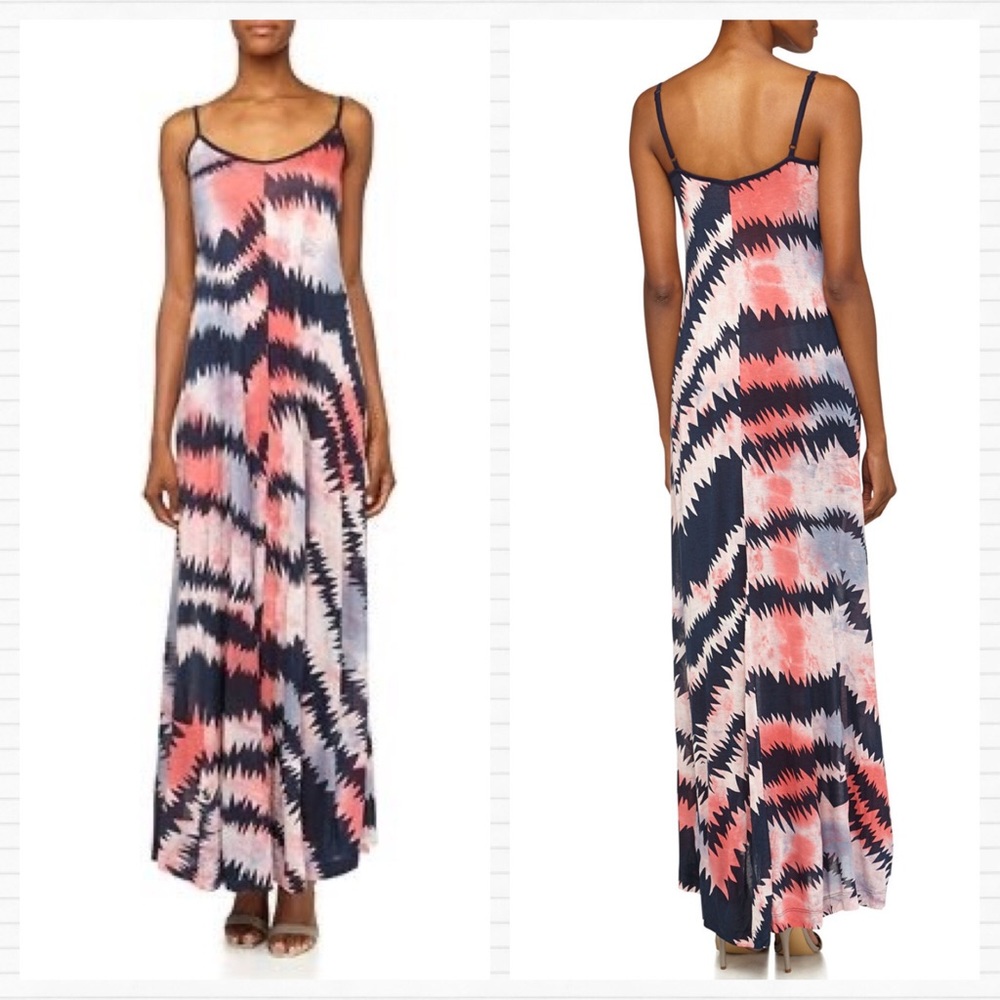 French Connection Navy & Pink Tie Dye Maxi Dress